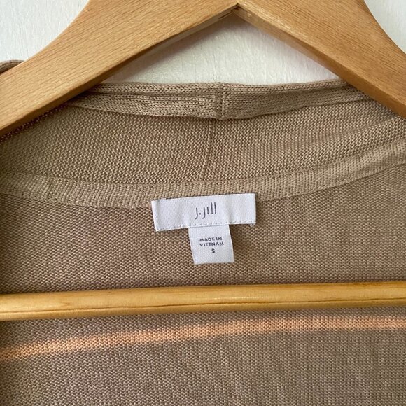 J.Jill Cardigan Womens Small Sweater Striped Open Front Linen Blend Long Line - Picture 5 of 8